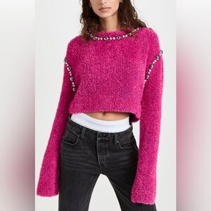 Pink AREA Sweater with Embellishments